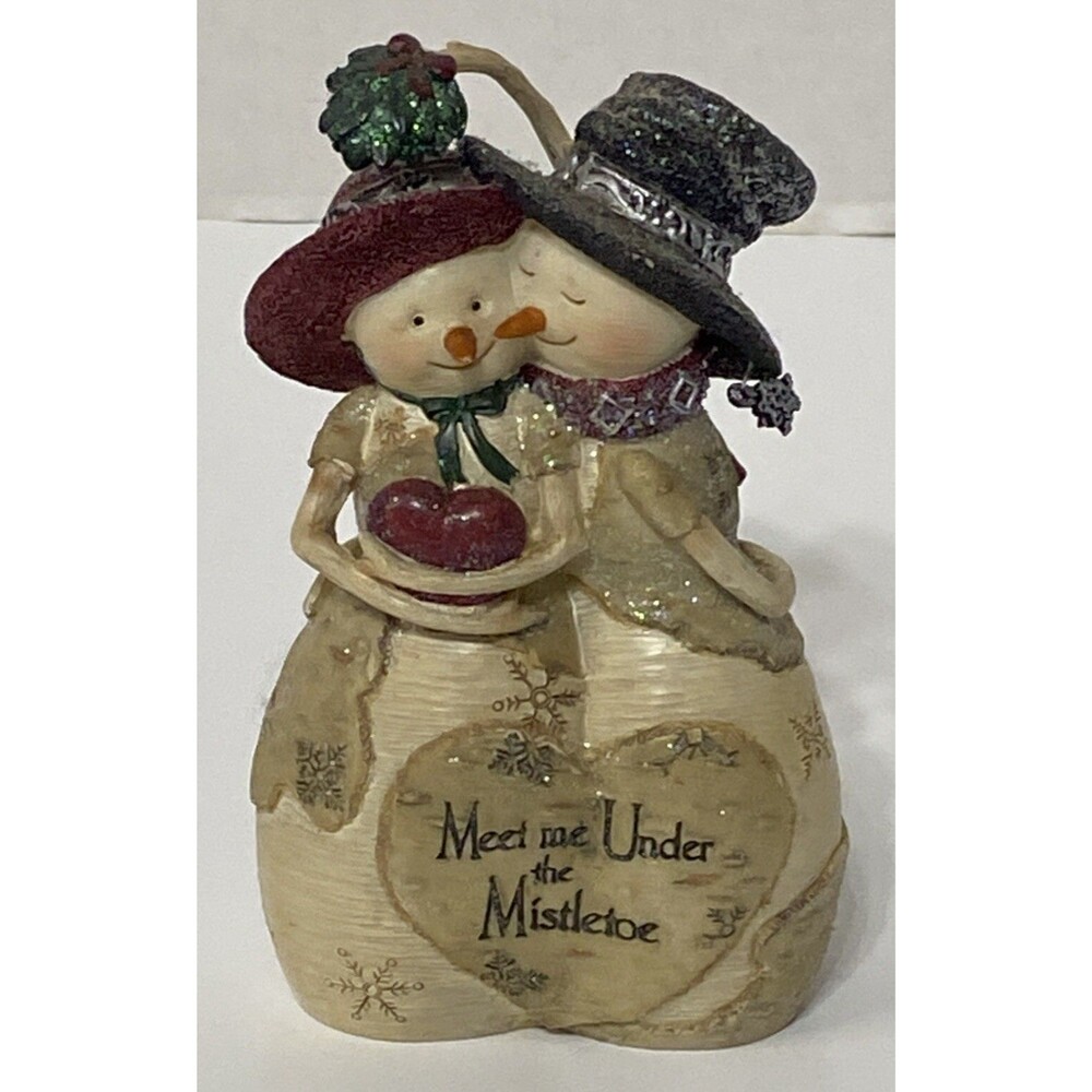 Birch Hearts Snowmen Figurine #81100 "Mistletoe Kiss" Pavilion Gift Company